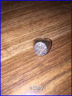 Vintage Men's gold 10k cluster diamond ring. Sz 11 approx. 1 ctw Gorgeous