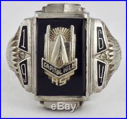 Vintage Mens 10K White Gold 1964 Capitol Hill High School Ring Oklahoma City