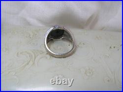 Vintage Mens 10K White Gold Black Onyx Diamond Ring Size 10.25