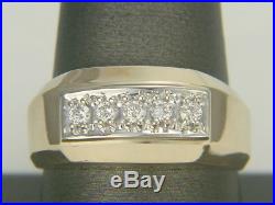 Vintage Mens 10K Yellow Gold 5-Stone Natural Diamond Ring 7.5 gms Size 10.5