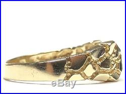 Vintage Mens 10K Yellow Gold Diamond Nugget Ring Size 10.25