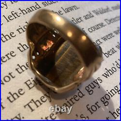 Vintage Mens 10k Solid Yellow Gold Carved Tiger Eye Cameo Roman Ring Size 7.75