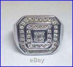 Vintage Mens 10k White Gold. 48 Carat Diamond Ring Sz 9.75 Square Band