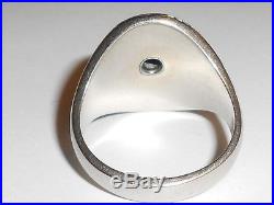 Vintage Mens 10k White Gold Black Onyx Ring With Diamond (30ql)