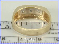 Vintage Mens 10k Yellow Gold 3 Stone Diamond Ring 6.9 gms Size 12
