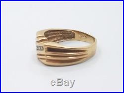 Vintage Mens 10k Yellow Gold Diamond Ring Size 9.75