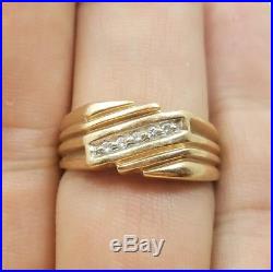 Vintage Mens 10k Yellow Gold Diamond Ring Size 9.75