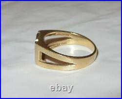 Vintage Mens 14K Gold Initial Ring R In Diamonds Size 9 Las Vegas Jeweler