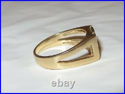 Vintage Mens 14K Gold Initial Ring R In Diamonds Size 9 Las Vegas Jeweler