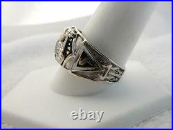 Vintage Mens 14 Kt White Gold Scottich Rite Masonic Ring, Sz 12.5 #wa346