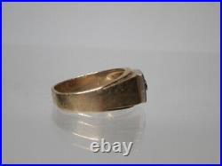 Vintage Mens 14k Gold &. 5 ct. Diamond Solitaire Wide Band Ring size 11.5