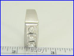 Vintage Mens 14k White Gold 1950'a 3-Stone. 42ctw Diamond Ring 8.0 gms Size 11