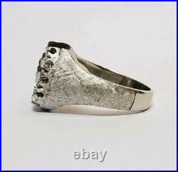 Vintage Mens 14k White Gold High Quality 1.10CT Diamond Horseshoe Ring Size 9.25