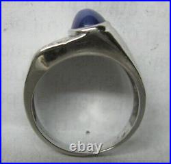 Vintage Mens 14k White Gold Star Sapphire Diamond Ring