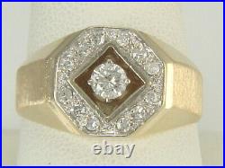 Vintage Mens 14k Yellow Gold 1950's. 38ctw Diamond Halo Ring 7.0 gms Size 10