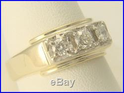 Vintage Mens 14k Yellow Gold 3 Stone. 82cts Diamond Ring 6.6 gms Size 11.5
