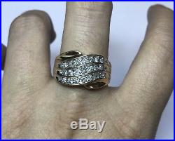 Vintage Mens 14k Yellow Gold Diamond Cluster Ring Mans Casino Band Size 11.75