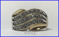 Vintage Mens 14k Yellow Gold Diamond Cluster Ring Mans Casino Band Size 11.75