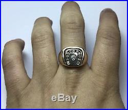 Vintage Mens 14k Yellow Gold Horseshoe Diamond Ring Good Luck Mans Size 12 10G