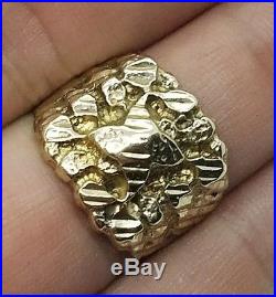 Vintage Mens 14k Yellow Gold Nugget Detailed Ring Size 8.75