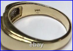 Vintage Mens 14k Yellow Gold Solitaire European Cut Diamond Ring Size 11