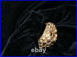 Vintage Mens 14kt Heavy Gold Nugget Ring