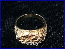 Vintage Mens 14kt Heavy Gold Nugget Ring