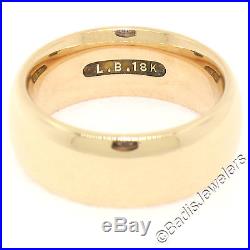 Vintage Mens 18K Rosy Yellow Gold Heavy Wide 7.9mm Comfort Fit Wedding Band Ring