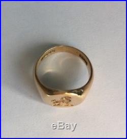 Vintage Mens 18ct Gold Heraldic Intaglio Lion Seal Ring 1962