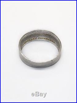 Vintage Mens 18k White Gold 0.18 Ct Natural Diamond Ring 7 MM Size 10, 5 Grams