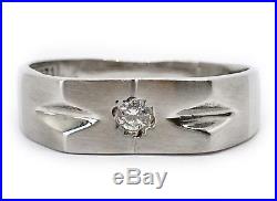 Vintage Mens 18k White Gold Natural Diamond Ring Matte Finished 6 MM Size 10