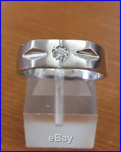 Vintage Mens 18k White Gold Natural Diamond Ring Matte Finished 6 MM Size 10