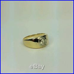Vintage Mens. 70 Carat Diamond Ring 14k Yellow Gold Size 11.5