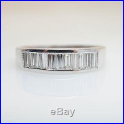 Vintage Mens. 73CT Baguette Cut Diamond Wedding Band Ring 14k White Gold Estate