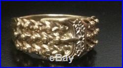 Vintage Mens 9ct Solid Gold Diamond Keeper & Buckle Gents Ring Size U