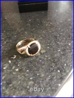 Vintage Mens 9ct Solid Gold Tigers eye signet Ring Hm London 1967 sz R