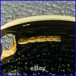 Vintage Mens 9ct Yellow Gold Curb Link Diamond Set ID Bracelet Style Ring sz Z+1