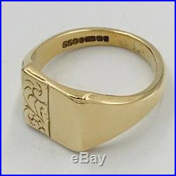 Vintage Mens 9ct Yellow Gold Square Signet Ring Sz V 1/2 #520