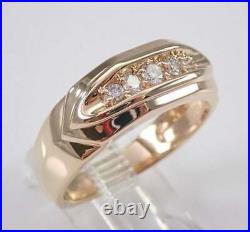 Vintage Mens Diamond Wedding Ring Anniversary Band 14K Rose Gold Finish