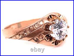 Vintage Mens Engagement Wedding Cocktail Ring 1ct 14K Shell Antique Victorian
