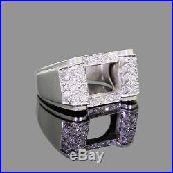 Vintage Mens Fancy Platinum & Diamond Semi Mount Scroll Ring Size 8.75 Estate