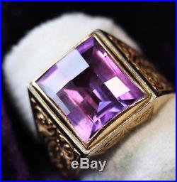 Vintage Mens Gold Amethest Ring 18k