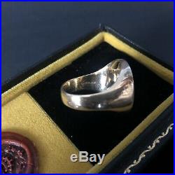 Vintage Mens Intaglio Seal Ring Heavy 14k Yellow Gold By Haven with Original Box