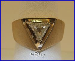 Vintage Mens Ladies Bcd 1.04 Cts Diamond Ring Duel Finish Triangle 14k Gold