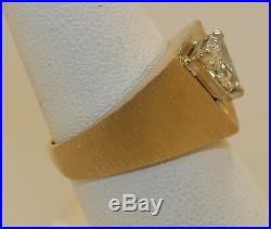 Vintage Mens Ladies Bcd 1.04 Cts Diamond Ring Duel Finish Triangle 14k Gold