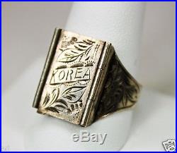 Vintage Mens Mans 925 Sterling Silver Korea Poison Ring Military Sz 10.75 1950s