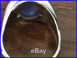 Vintage Mens Natural Blue 12 Caret Star Sapphire Ring WithDiamonds 14k Gold Heavy