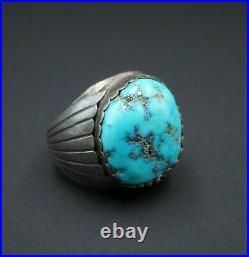 Vintage Mens Navajo Sterling Silver Natural Turquoise Ring Size 11.25 20g RS2834