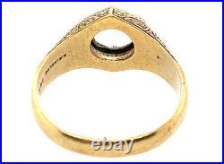 Vintage Mens Semi Mount Engagement Ring Setting 14K Yellow Gold Art Deco Antique