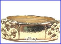 Vintage Mens Solid 14K Yellow Gold Nugget Ring Size 11